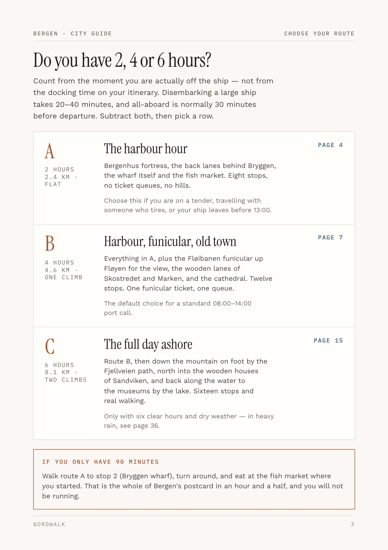 Bergen guide, page 3: picking a route by how many hours you have ashore