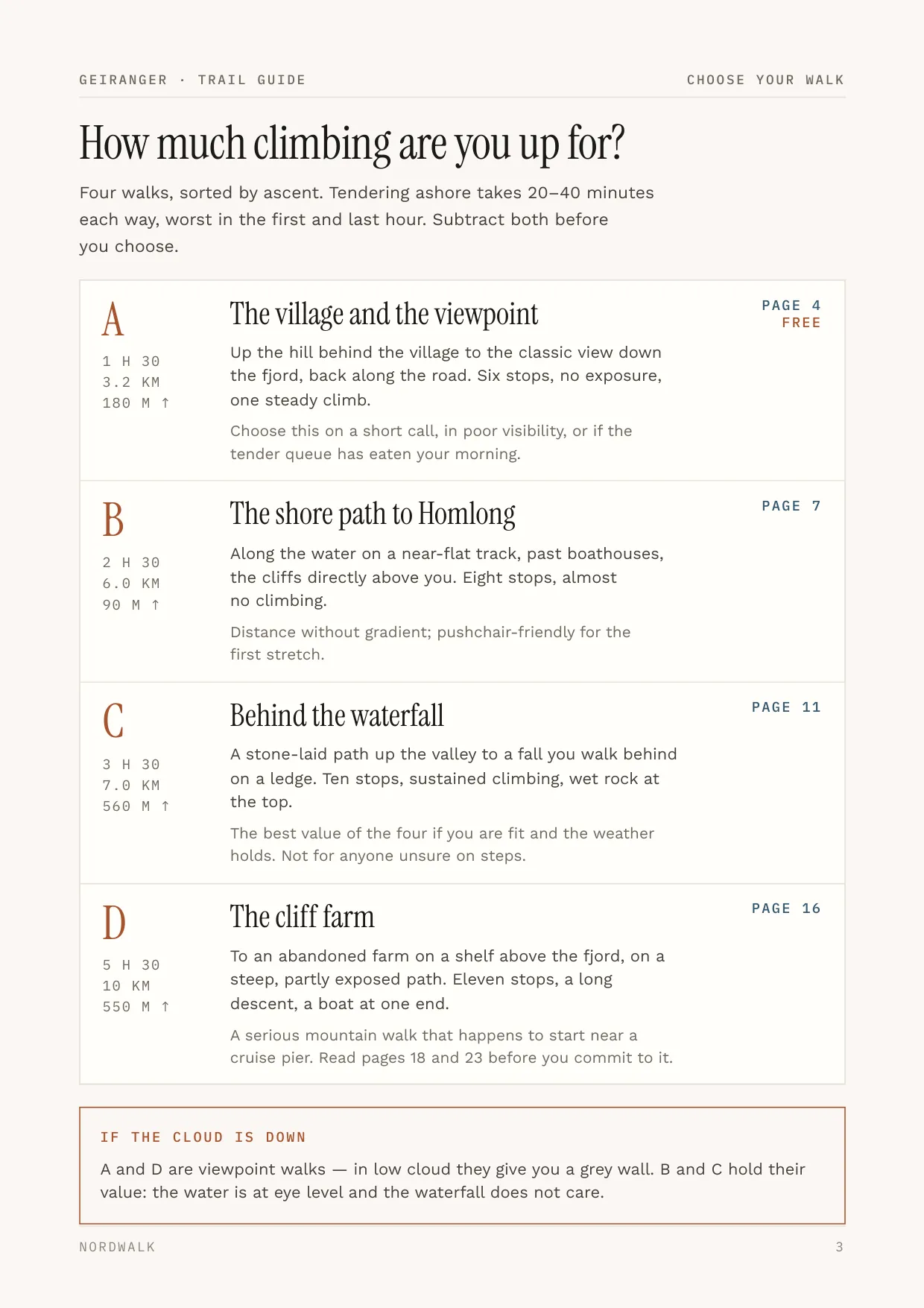 Geiranger guide, page 3: picking a walk by how many hours you have ashore