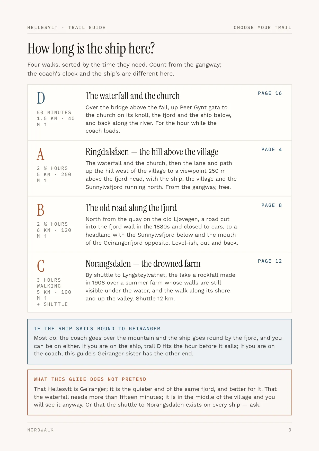 Hellesylt guide, page 3: picking a walk by how many hours you have ashore